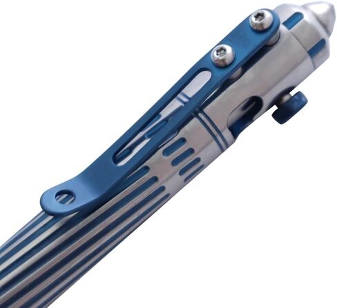 Cool Hand 5.35 '' Titanium Alloy Action Action Action ، Pallpoint Ink قابل لإعادة ملء ، أقلام كتابة الأعمال في المكاتب ، مقطع جيب عميق ، مع إعادة الملء ، الأزرق in Kuwait