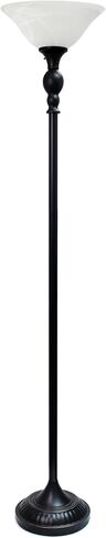 Elegant Designs LF2001-RBW 1 Light Torchiere Floor Lamp with Marbelized White Glass Shade, Restoration Bronze and White in Saudi Arabia