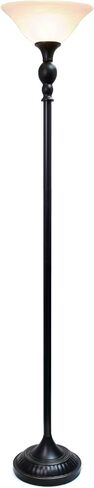 Elegant Designs LF2001-RBW 1 Light Torchiere Floor Lamp with Marbelized White Glass Shade, Restoration Bronze and White in Saudi Arabia