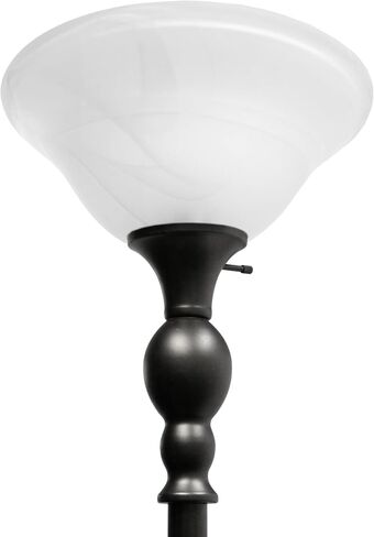 Elegant Designs LF2001-RBW 1 Light Torchiere Floor Lamp with Marbelized White Glass Shade, Restoration Bronze and White in Saudi Arabia
