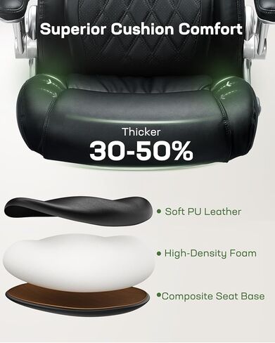 Marsail Executive Office Chair with Flip-up Armrests,PU Leather Ergonomic Desk Chair Height-Adjustable Swivel Rolling Computer Desk Chair,Black in Saudi Arabia