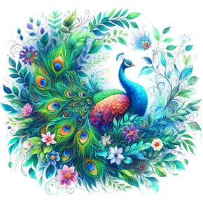 uuxsretaio Peacock Diamond Painting for Adult Beginner, Diamond Art Kits for Adults Beginner, 5D Diamond Art for Adults, Full Drill Paint with Diamond for Home Wall Decor 16X16 Inch