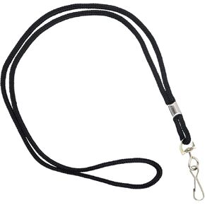 Black Lanyard with Swivel Hook - Basic, Round, Thin Braided Non-Breakaway Neck Strap Cord for School Name Tag, Office I'd Card, Keychain, Referee Whistle and More by Specialist ID