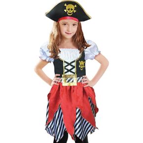 Wizland Girls Pirate Costume Buccaneer Princess Dress for Kids Pirate Costume Pirate Role Play Dress Up Set