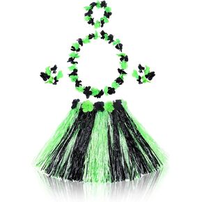 Fortuning's JDS Hawaiian Hula Grass Skirt for Girls Elastic Flower Costume Kids Outfits for Luau Tropical Beach Party Decor