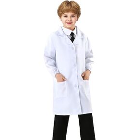 Kids Lab Coat for Doctor Dentist Scientist Career Day Preschool Role Play Costume for Halloween Christmas Set