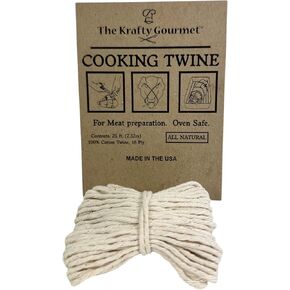Krafty Gourmet Butcher's Cooking Twine, Made of 100% Natural Heavy-Weight 16-Ply Cotton, Perfect for Meat Prep, Turkey Trussing, and Crafting, 25 ft, Pack of 1