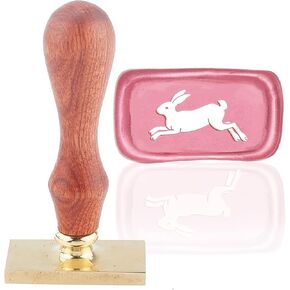 CRASPIRE Rabbit Animal Wax Seal Stamp Oval Removable Brass Head with Wooden Handle for Wedding Invitations, Christmas, Thanksgiving Gift Wrap