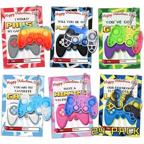 Ohjijinn 24 Packs Valentines Day Gifts for Kids, Mini Pop Fidget Keychain Valentines Day Gifts for Kids Classroom, Game Valentines Day Cards for Boys Girls School Classroom Exchange Gifts Party Favor