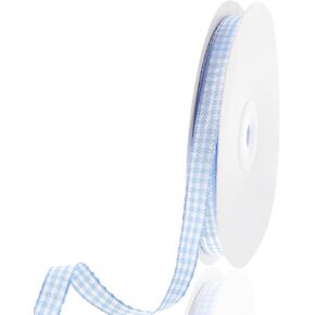 Gingham Ribbon, Blue and White Gingham Ribbon 3/8 inch x 50 Yards Buffalo Checker Ribbons Crafts Ribbon for DIY Project Picnic Art Class Gift Wrapping