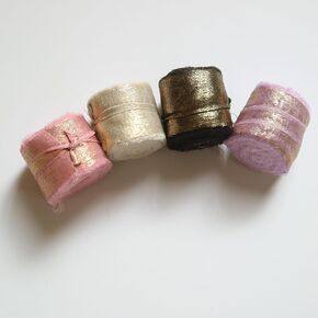 4rolls Ribbons for Christmas Crafts Gift Wrapping Flower Bouquet Chiffon Ribbon Trims Wedding Decoration Blue Pink Black Ribbons (Bronzing 4rolls)