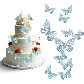 24Pcs Butterfly Cake Toppers Butterfly Cake Decorations 3D Butterfly Stickers Butterfly Decorations for Birthday Mother's Day Butterfly Bouquet Decor (C Butterfly Gold)