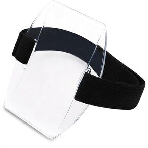 Arm Badge Holder Armband with Adjustable Strap IDs Cards Sleeve Plastic Name Label Badge Holder for Work Pass Universal Arm Badge Holder Armband Wristband Pouch Sleeve