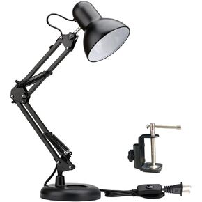 ShellKingdom Architect Task Lamp, Adjustable Swing Arm Desk Lamp with Clamp, Classic Desk Lamp for Home Office Reading (Black)