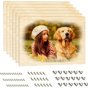 Hyhoshi 6 Pack Sublimation Wood Photo Blanks ، 11.8 "× 15.7" لوحة شنق الخشب غير المكتملة مع السنانير للديكور المنزلي ، ونقل الحرارة DIY