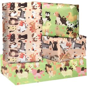 ورقة التفاف الكلاب والقطاب 6 أوراق Puppys و Cities Pattern Pattern Cartoon Animal Gift Paper Funcy DIY Craft Art Paper for Birthday ، Party - 20 "× 28"