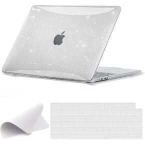 EooCoo Compatible with 2021 MacBook Air 13 inch Case EU Layout- Sparkly Clear Set