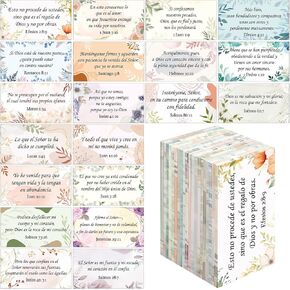 200 PCS بطاقات الصلاة الإسبانية بطاقات مسيحية فريدة من نوعها مع آيات الكتاب المقدس الملهمة والكتاب المقدس المصغرة الهدايا المسيحية الإسبانية للتشجيع اليومي ، 20 أنماط (زهرة)
