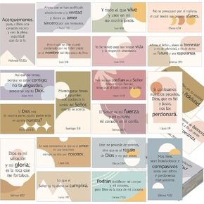 200 Pcs Spanish Prayer Cards Unique Christian Cards with Inspirational Bible Verses and Mini Scripture Inspirational Spanish Christian Gifts for Daily Encouragement, 20 Styles (Flower)