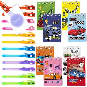 delaimastor 24 Invisible Ink Pen 24 Race Car Notebook Race Car Party Favors for Kids Goodie Bags Stuffers Pinata Classroom Prizes Return Gifts for Kids Birthday Student Gifts Spy Party Favors