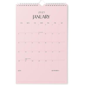 Karto Wall Calendar 2025 - Vertical 8.5x11 inch Runs Until June 2026 - Boost Your Productivity and Easy Planning with the Aesthetic Monthly Calendar - All Pink