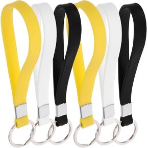 CALLARON 6Pcs Multicolor Silicone Wristlet Keychain Lanyard Wristband Key Ring Wrist Lanyard Car Key Holder For Unisex-Adults
