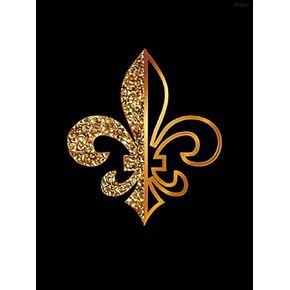 Fleur De Lis Golden Heraldic DIY 5D Diamond Painting by Number Kit, Fleur De Lis Heraldic Medieval French Elegant Crystal Rhinestone Paintings Cross Stitch Home Wall Decor 12x16 Inch