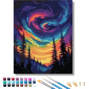 GUMONE Paint by Numbers Kit for Adults,Sunset Beach Paint by Numbers Kit for Adults,DIY Paint by Numbers Acrylic Paint Canvas Flowers Painting Kits Art 16x20 Inch