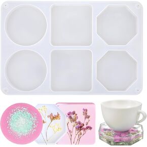 Activity Resin Coaster Molds, Large 6 Cavity Silicone Molds for Resin, Coaster Silicone Molds for Epoxy Resin, Deep Coaster Molds for Resin Casting DIY Process and Home Decoration