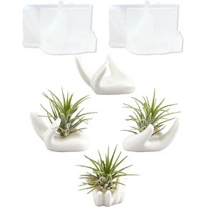 2 Pack Air Plant Holders Silicone Molds - Unique Hand-Shaped Molds for Epoxy Resin & Plaster - Ideal for DIY Easter Egg Cups, Crystal Ball Stands, Ring Holders