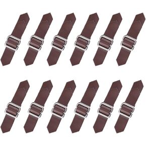 FINGERINSPIRE 12 Sets Leather Sew-On Toggle Closures Coconut Brown PU Leather Sewing on Tab Closures Metal Clasp Fasteners Replacement Snap Toggle Sewing Accessories for Coat Jacket DIY Craft