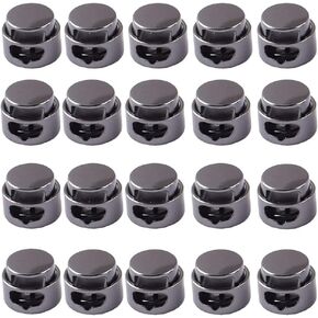 Round Cord Locks Spring Clasps Gunmetal/Sliver Metal Toggle Single Hole String Cord Locks Adjustable Buckle Drawstring Elastic Buckle 30pcs (Gunmetal)
