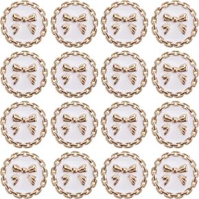 GORGECRAFT 1 Box 16Pcs Circular Bow Button 25mm/0.98inch Flat Round Retro Alloy Black Metal Shank Bowknot Buttons for Shawls Outwear Coats Dress Clothing Sewing Accessory Embellishments Black