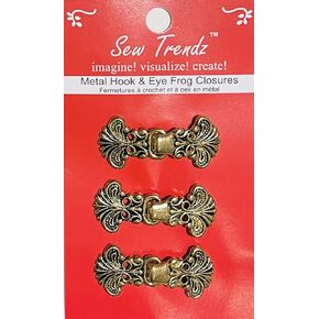 Metal Frogs Button Sew On Closures Clasp Clip Hook & Eye Fastener Sewing Renaissance Costumes Cloak Cape Jacket - Baroque Heart Spade Design- Silver- 3 Pairs/pk