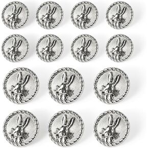 14 PCS Bunny Metal Blazer Buttons Set – 18mm & 23mm Shank Buttons for Sewing, Crafting, and DIY Projects – Vintage Rabbit Embossed Buttons for Coats, Jackets, and Uniforms (Gold)