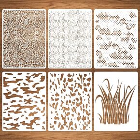 Camo Stencils for Spray Paint, 12" x 16" Large Camouflage Stencils for Painting On Wood Reusable Digital Camo Reed Grass Camo Templates Kit for Painting on Boat Canvas Paper Crafts (Style 1)