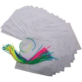S&S Worldwide Quilt | 25 Blank 8" Cotton Squares | Multicolor Rattail Cords | 40"x40" Assembled