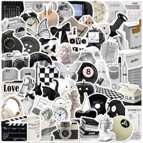 Cute Animals Stickers Pack 50PCS,Zoo Animals for Laptop Decals Vinyl Waterproof Realistic Animals for Adults Teens (White)
