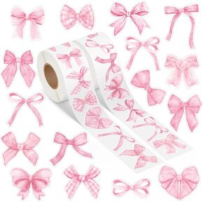 A1diee Black White Coquette Bow Sticker - 1000Pcs Watercolor Aesthetic Decoration Vintage Waterproof Bow Aesthetic for Girls Scrapbook Crafts Laptop Party Favors Water Bottle, 2 Rolls 16 Patterns