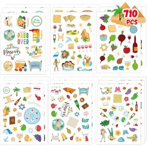 Passover Stickers for Kids Passover Games for Kids 710 PCS Passover Labels Sticker Sheets Passover Karpas Beitzah Stickers for Passover Party Decorations Favors Passover for Kids