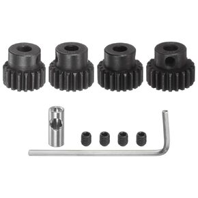 uxcell 32P Pinion Gear Set 5mm Shaft 18T 19T 20T 21T Motor Gears Hardened Steel Pinion Gear with 3.17mm Coupler for RC Car (4pcs)