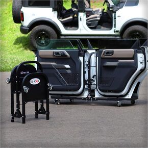 EZ4x4 Bronco Aluminum 4 Door Folding Rolling Door Cart, Storage Door Rack Holder Stand Works with All Bronco Doors