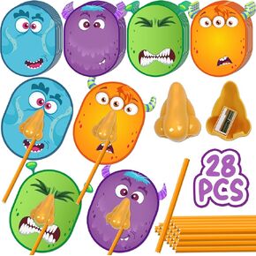 Nose Pencil Sharpener Valentines - 28 PACK I Pick Your Nose Valentine Card with Valentine Pencils & Nose Pencil Sharpener, Valentine Exchange Cards for School, Valentines Party Favors for Kids