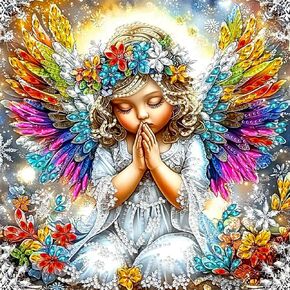 Keyifa Diamond Art Little Angel Diamond Painting Kits للبالغين ، طقم الرسم الماسي الملون ذو الراين الخاص