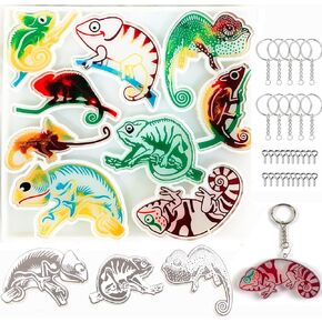 Aix King Chameleon Keychain Silicone Mold,Epoxy Resin Casting Terrestrial Animals Molds for DIY Necklace Pendant Crafts Jewelry,Gift,Art Craft Ornaments,Chocolate,Cake,Fudge,Jelly Making Tools in Saudi Arabia