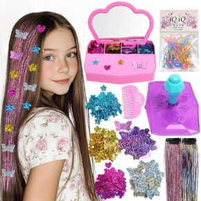 Gem Stapler for Hair, AOSITE Hair Gem Stamper Bedazzler Kit with Hair Glitter Patch, Hair Jewel Stamper for Girls Toy, Hair Design Art Crafts Gift for Ages 6-12 Girls, Reusable Hair Styling Tool