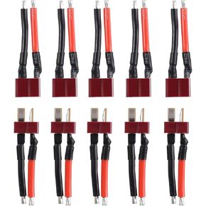 DIANN 5 Pairs T Plug Connector Female and Male Deans with 14AWG Silicon Wire for RC Lipo Battery Cable Drone