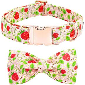 Dog Collar-Shark Print Dog Collar Adjustable Cute Pet Collar Soft Blue Dog Collar with Bow Tie Durable Dog Collar Cotton Puppy Collar Metal Buckle Collar Gift for Small Dogs