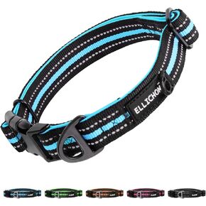 Eillchom Reflective Dog Collar with Metal Buckle Adjustable Soft Neoprene Padded Dog Collars for Small Medium Large Extra Large Dogs (Orange, L)