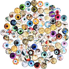 BEEFLYING 100 Pcs Assorted Evil Eye Glass Cabochons Dragon Eyes Flatback Cabochons Colorful Scrapbooking Dome Gems for DIY Handmade Making Halloween Mystery Photo Cameo Pendant Jewelry Making